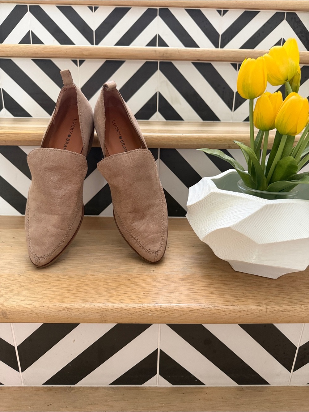 Lucky Brand Taupe Suede Slip-On Loafers Ankle Boots Size 8.5M